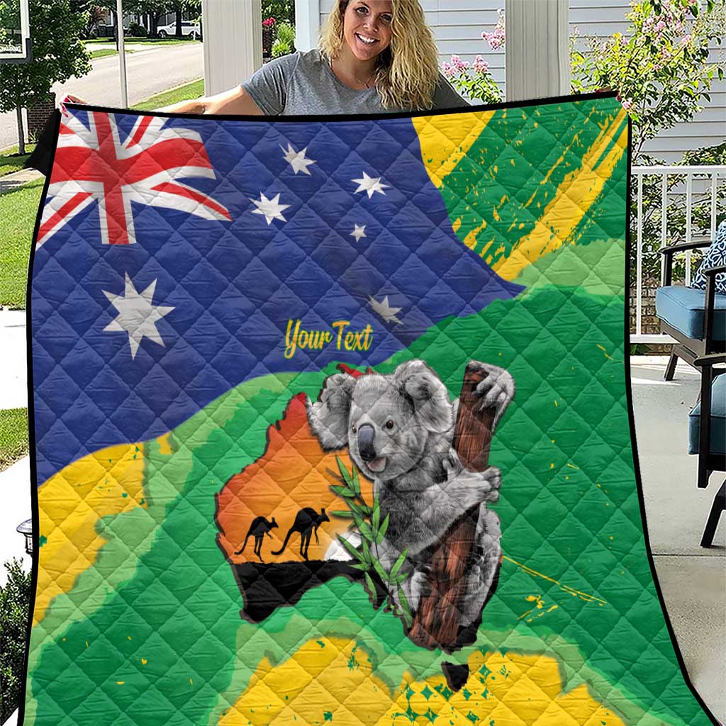 Koala Australia Personalised Quilt Aussie Map National Color Grunge Pattern