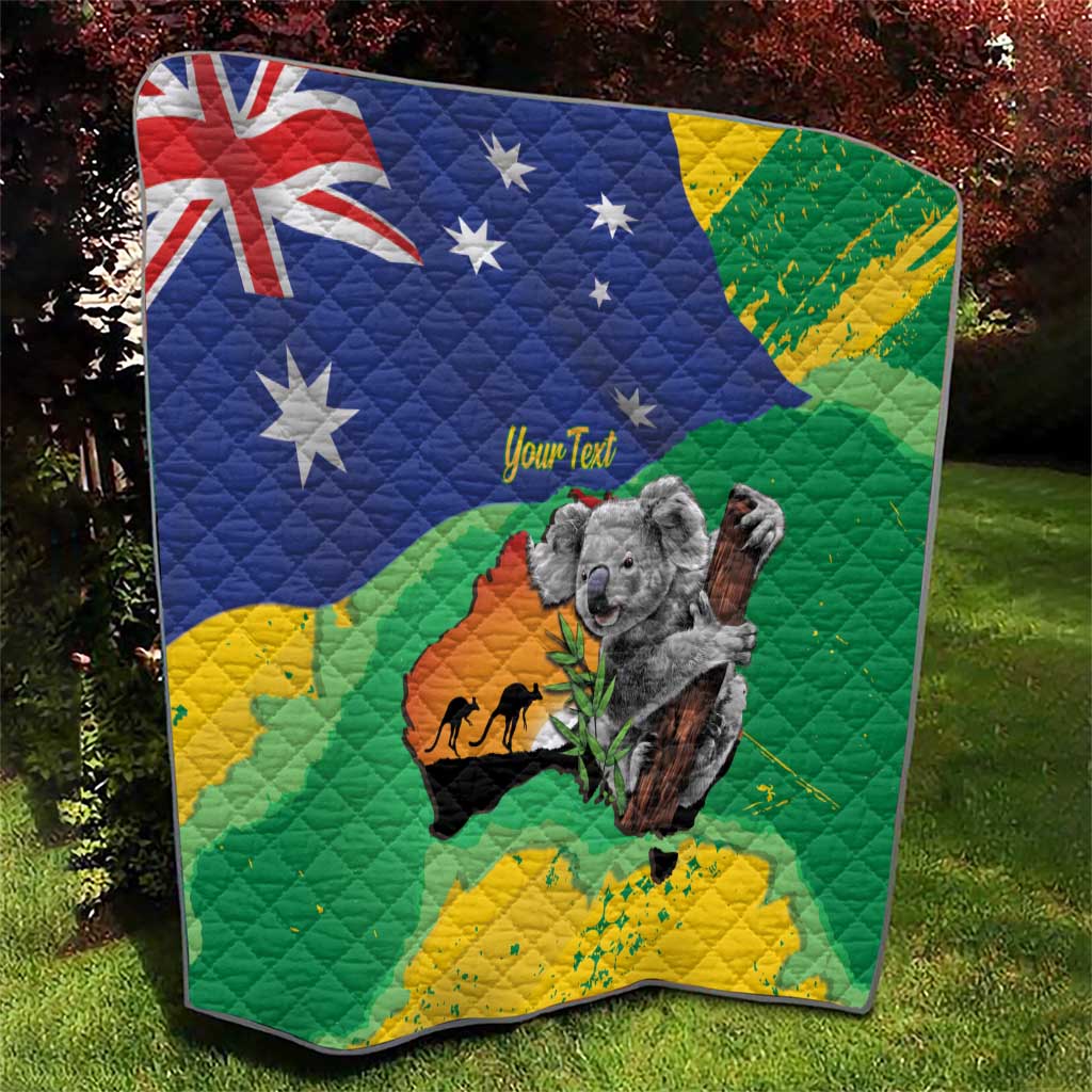 Koala Australia Personalised Quilt Aussie Map National Color Grunge Pattern