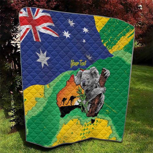 Koala Australia Personalised Quilt Aussie Map National Color Grunge Pattern