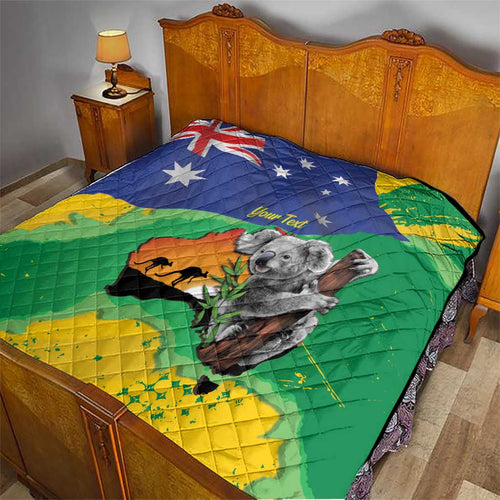 Koala Australia Personalised Quilt Aussie Map National Color Grunge Pattern