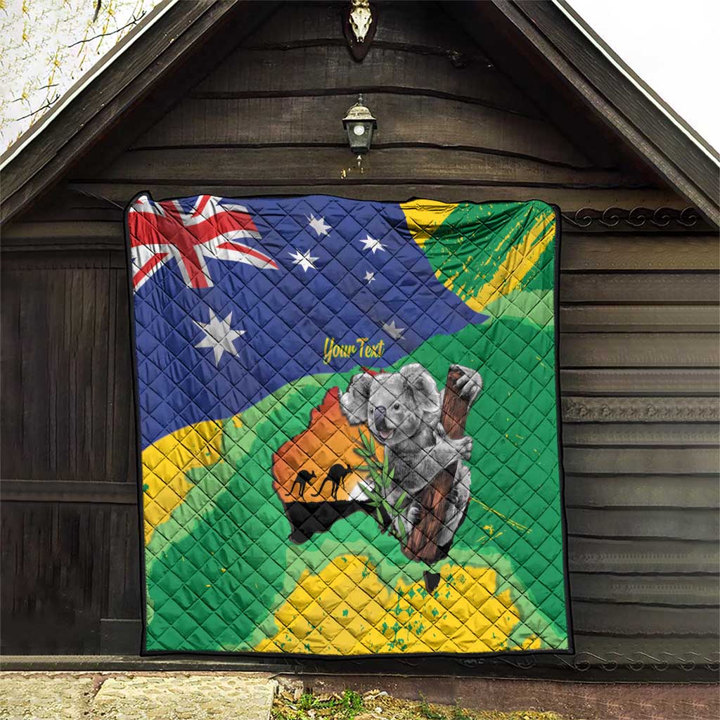 Koala Australia Personalised Quilt Aussie Map National Color Grunge Pattern