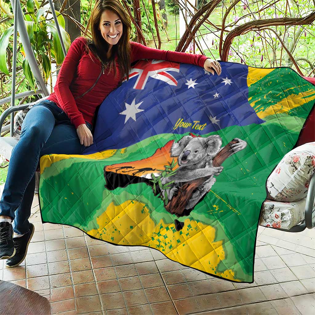 Koala Australia Personalised Quilt Aussie Map National Color Grunge Pattern