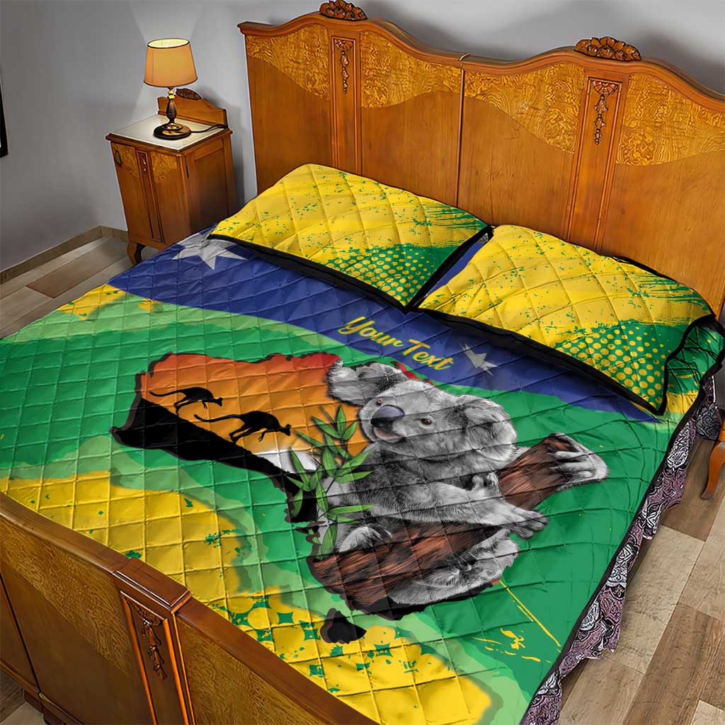 Koala Australia Personalised Quilt Bed Set Aussie Map National Color Grunge Pattern