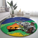 Koala Australia Personalised Round Carpet Aussie Map National Color Grunge Pattern