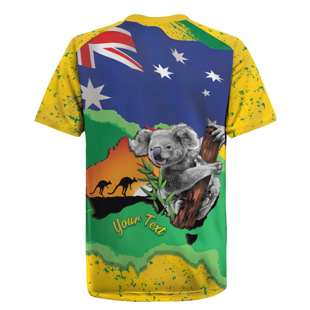 Koala Australia Personalised Rugby Jersey Aussie Map National Color Grunge Pattern