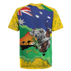 Koala Australia Personalised Rugby Jersey Aussie Map National Color Grunge Pattern
