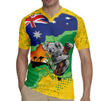 Koala Australia Personalised Rugby Jersey Aussie Map National Color Grunge Pattern