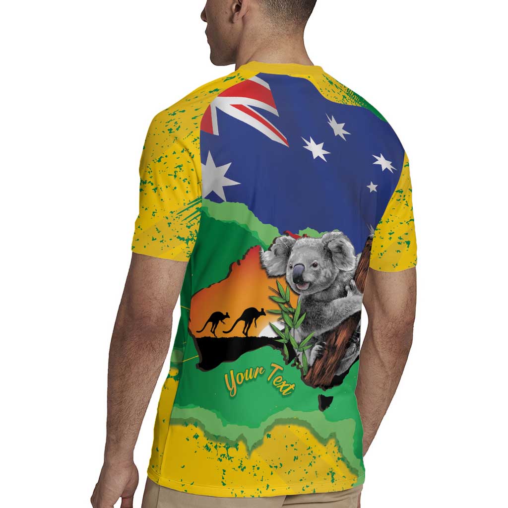 Koala Australia Personalised Rugby Jersey Aussie Map National Color Grunge Pattern