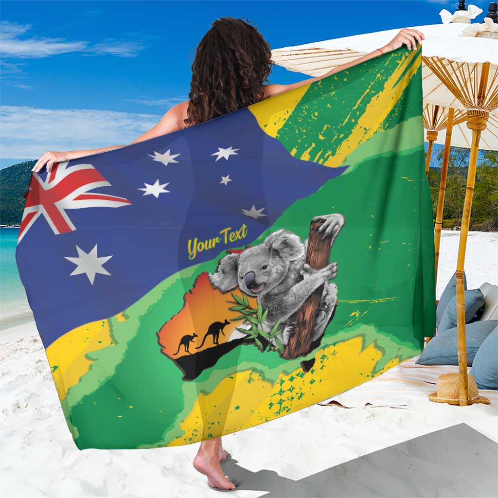 Koala Australia Personalised Sarong Aussie Map National Color Grunge Pattern