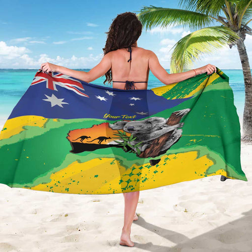 Koala Australia Personalised Sarong Aussie Map National Color Grunge Pattern