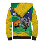 Koala Australia Personalised Sherpa Hoodie Aussie Map National Color Grunge Pattern