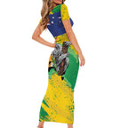Koala Australia Personalised Short Sleeve Bodycon Dress Aussie Map National Color Grunge Pattern