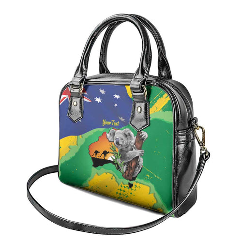 Koala Australia Personalised Shoulder Handbag Aussie Map National Color Grunge Pattern