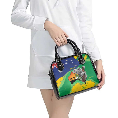 Koala Australia Personalised Shoulder Handbag Aussie Map National Color Grunge Pattern