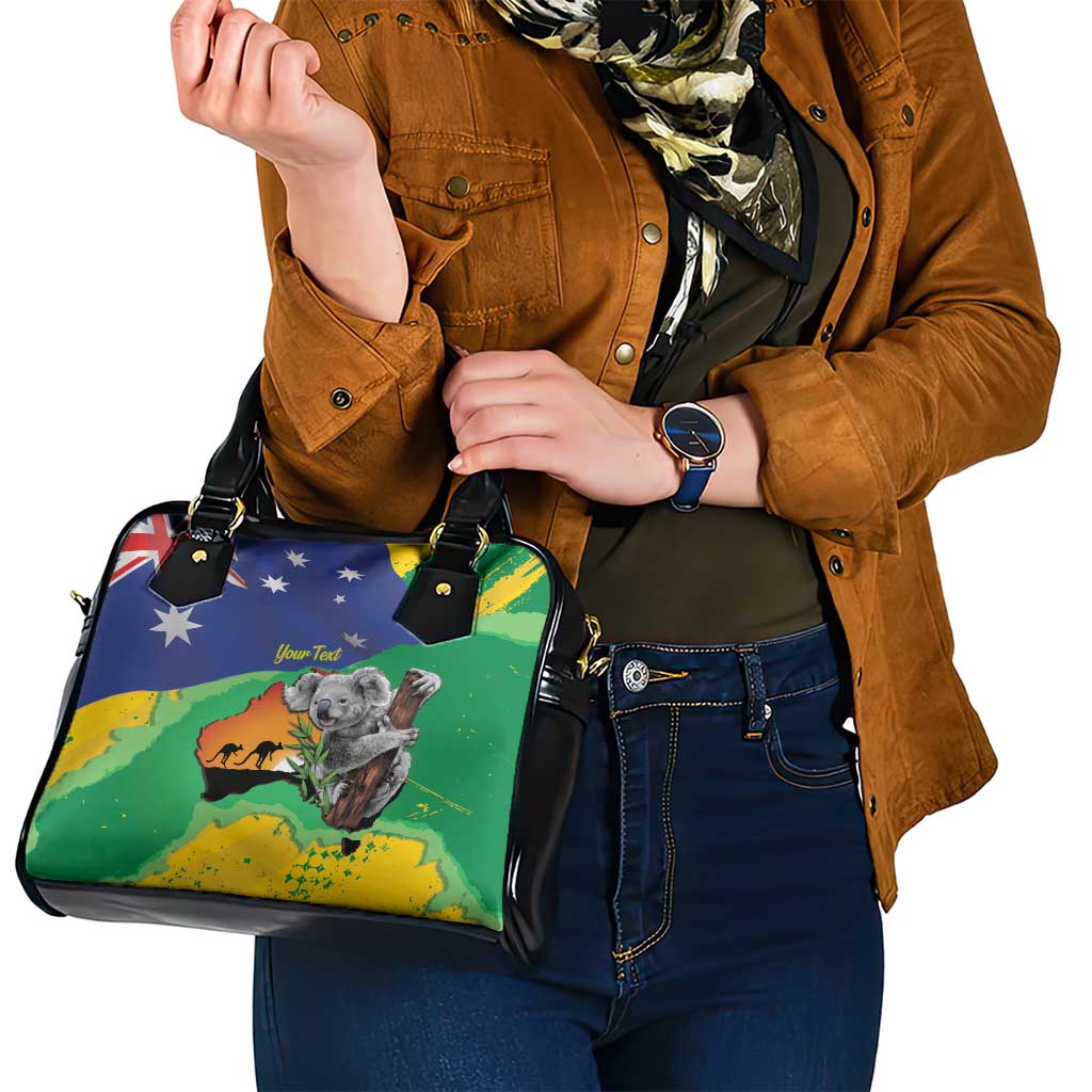 Koala Australia Personalised Shoulder Handbag Aussie Map National Color Grunge Pattern