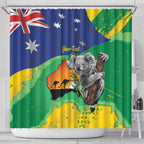 Koala Australia Personalised Shower Curtain Aussie Map National Color Grunge Pattern