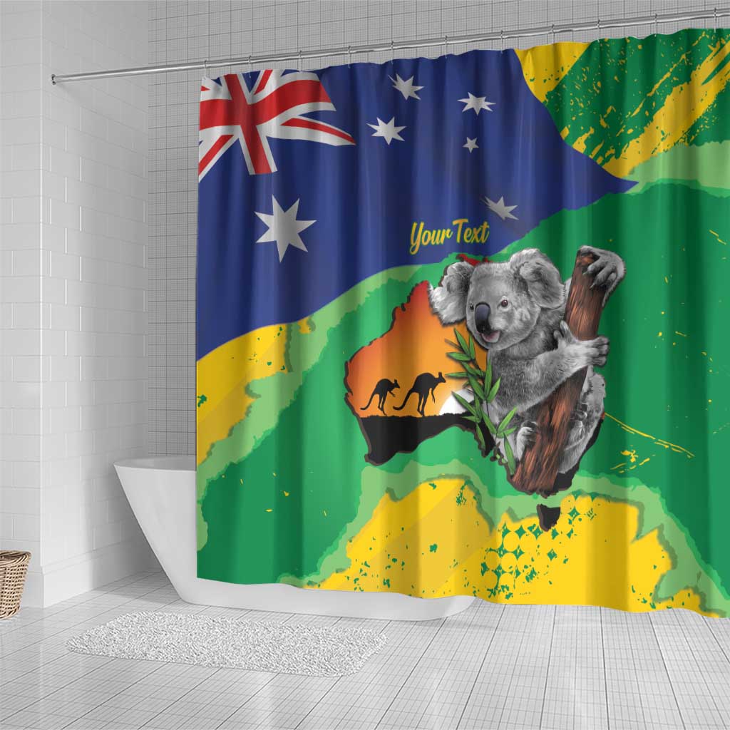 Koala Australia Personalised Shower Curtain Aussie Map National Color Grunge Pattern