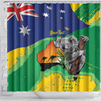 Koala Australia Personalised Shower Curtain Aussie Map National Color Grunge Pattern