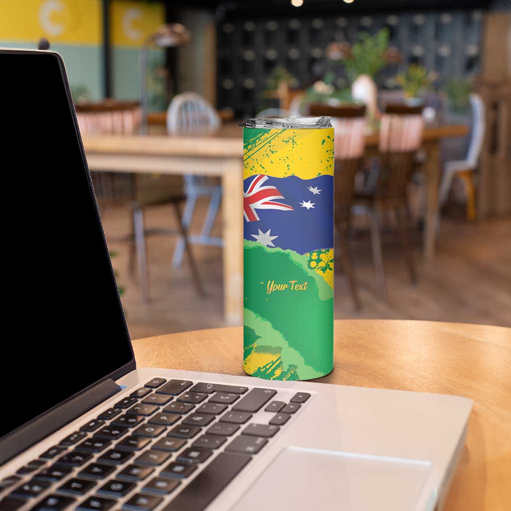 Koala Australia Personalised Skinny Tumbler Aussie Map National Color Grunge Pattern