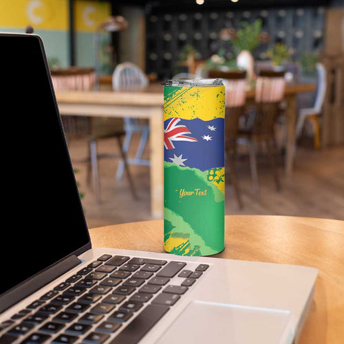 Koala Australia Personalised Skinny Tumbler Aussie Map National Color Grunge Pattern