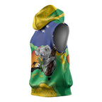 Koala Australia Personalised Sleeveless Hoodie Aussie Map National Color Grunge Pattern