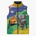Koala Australia Personalised Sleeveless Puffer Jacket Aussie Map National Color Grunge Pattern