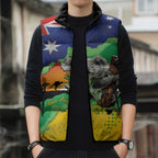 Koala Australia Personalised Sleeveless Puffer Jacket Aussie Map National Color Grunge Pattern