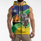 Koala Australia Personalised Sleeveless Zip Hoodie Aussie Map National Color Grunge Pattern