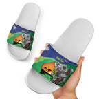Koala Australia Personalised Slide Sandals Aussie Map National Color Grunge Pattern