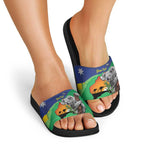 Koala Australia Personalised Slide Sandals Aussie Map National Color Grunge Pattern