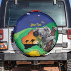 Koala Australia Personalised Spare Tire Cover Aussie Map National Color Grunge Pattern