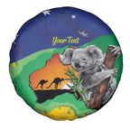 Koala Australia Personalised Spare Tire Cover Aussie Map National Color Grunge Pattern