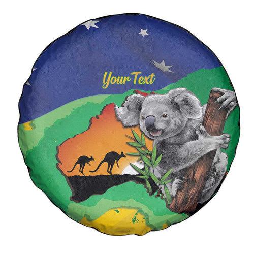 Koala Australia Personalised Spare Tire Cover Aussie Map National Color Grunge Pattern