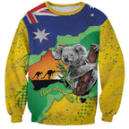 Koala Australia Personalised Sweatshirt Aussie Map National Color Grunge Pattern