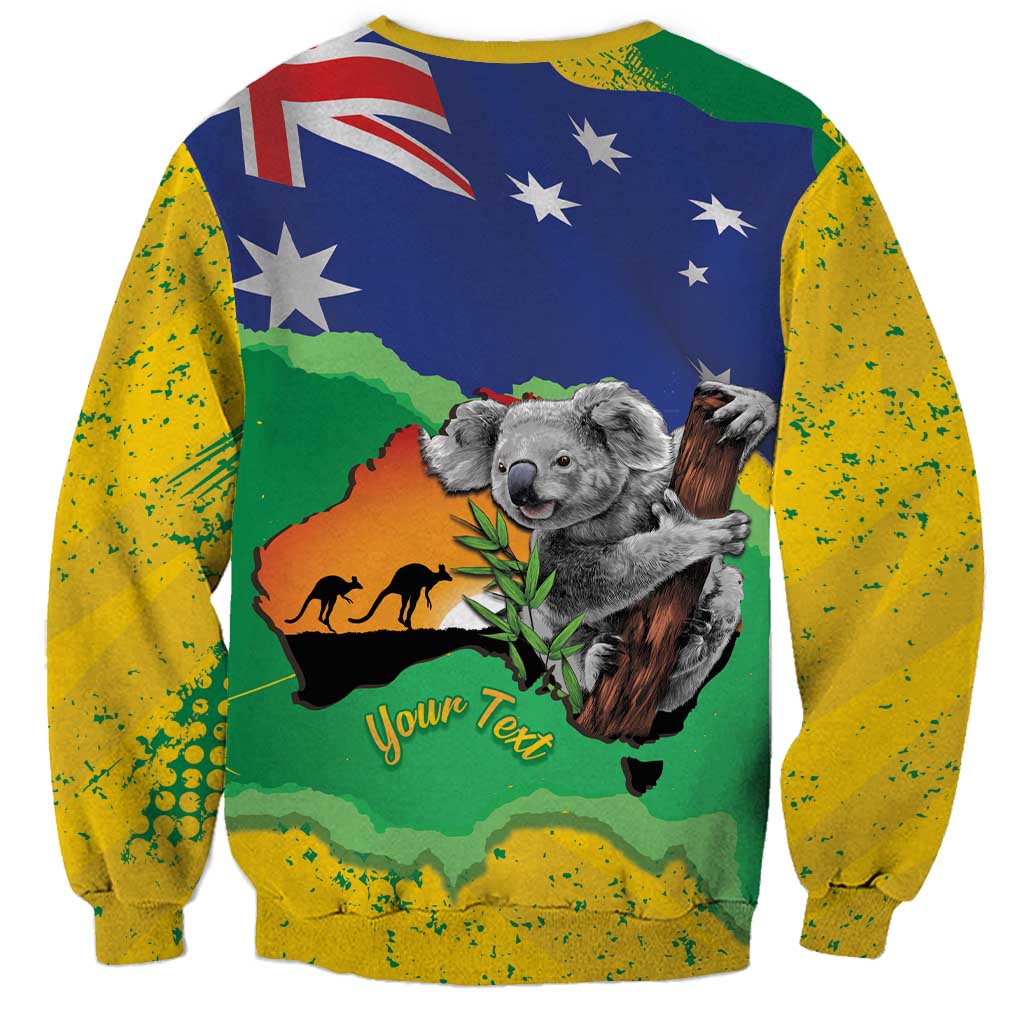 Koala Australia Personalised Sweatshirt Aussie Map National Color Grunge Pattern