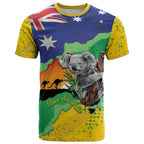 Koala Australia Personalised T Shirt Aussie Map National Color Grunge Pattern