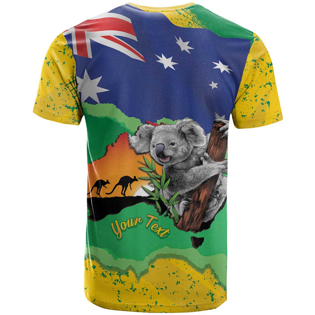 Koala Australia Personalised T Shirt Aussie Map National Color Grunge Pattern