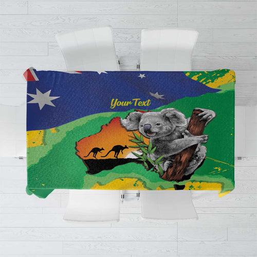 Koala Australia Personalised Tablecloth Aussie Map National Color Grunge Pattern