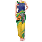 Koala Australia Personalised Tank Maxi Dress Aussie Map National Color Grunge Pattern