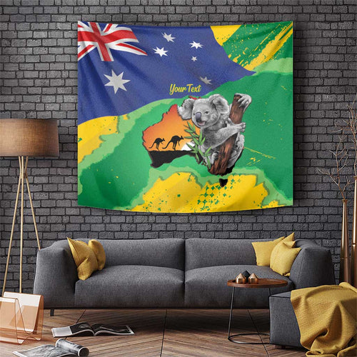 Koala Australia Personalised Tapestry Aussie Map National Color Grunge Pattern