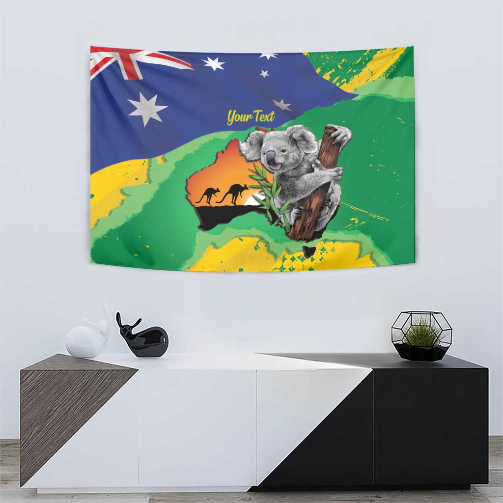 Koala Australia Personalised Tapestry Aussie Map National Color Grunge Pattern