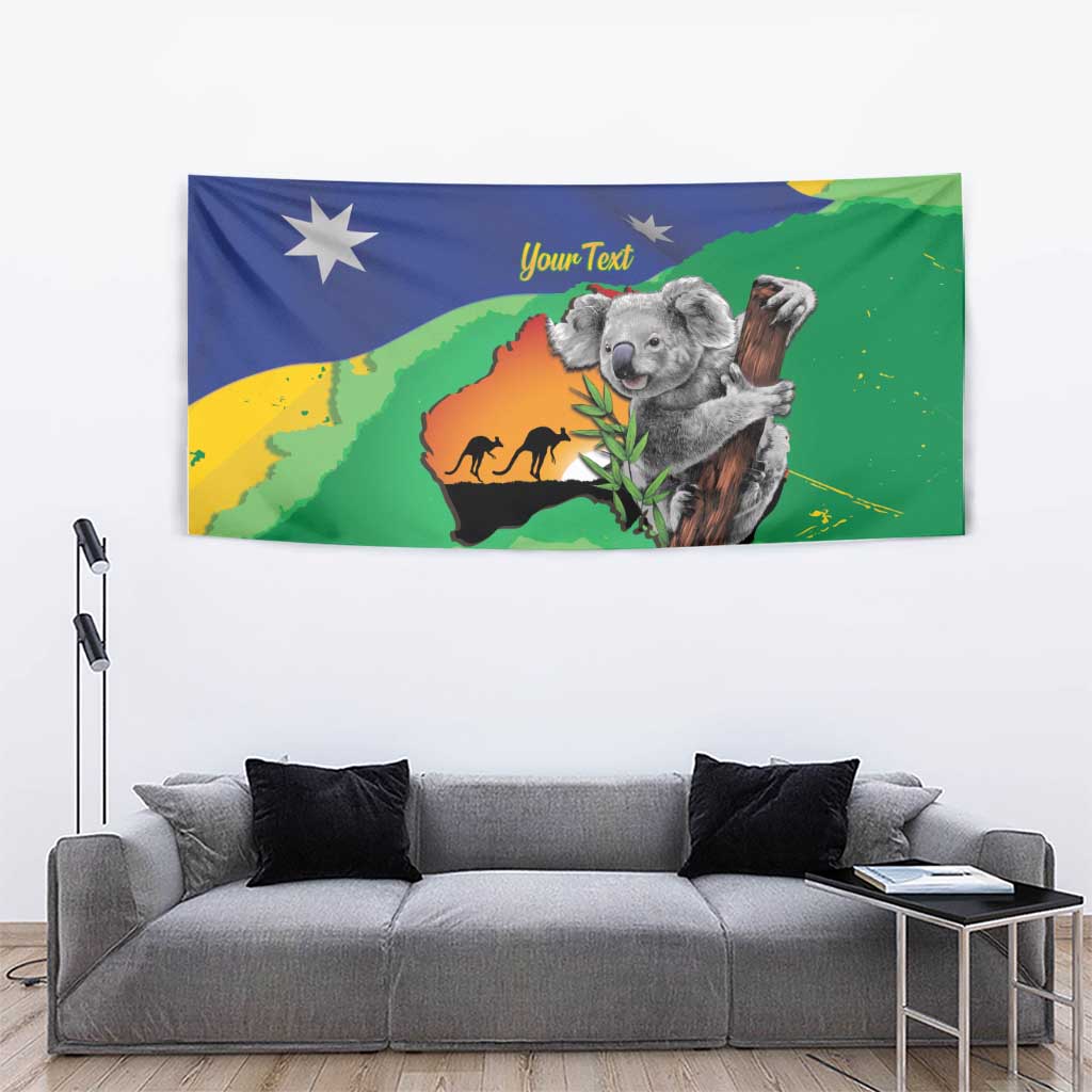 Koala Australia Personalised Tapestry Aussie Map National Color Grunge Pattern
