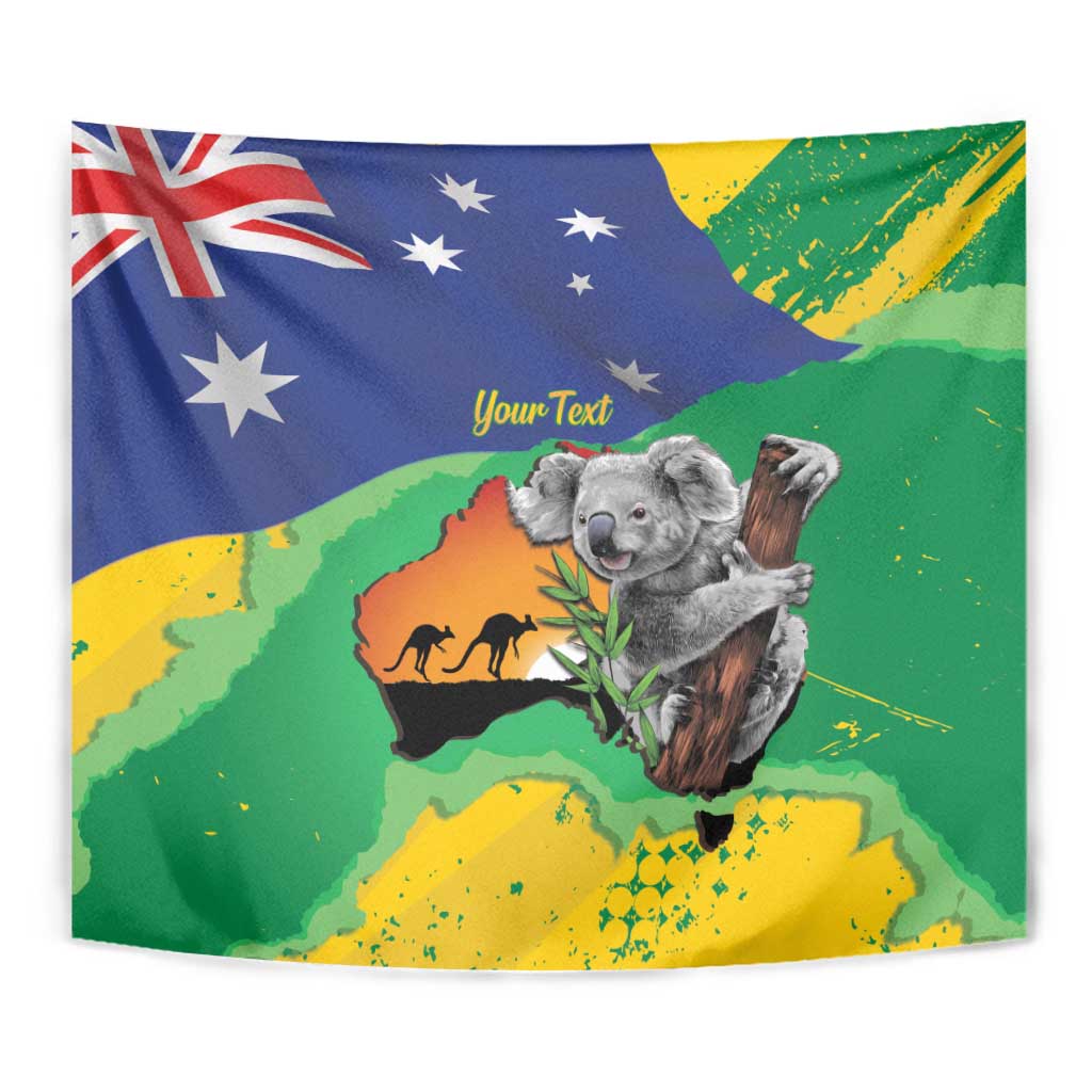 Koala Australia Personalised Tapestry Aussie Map National Color Grunge Pattern
