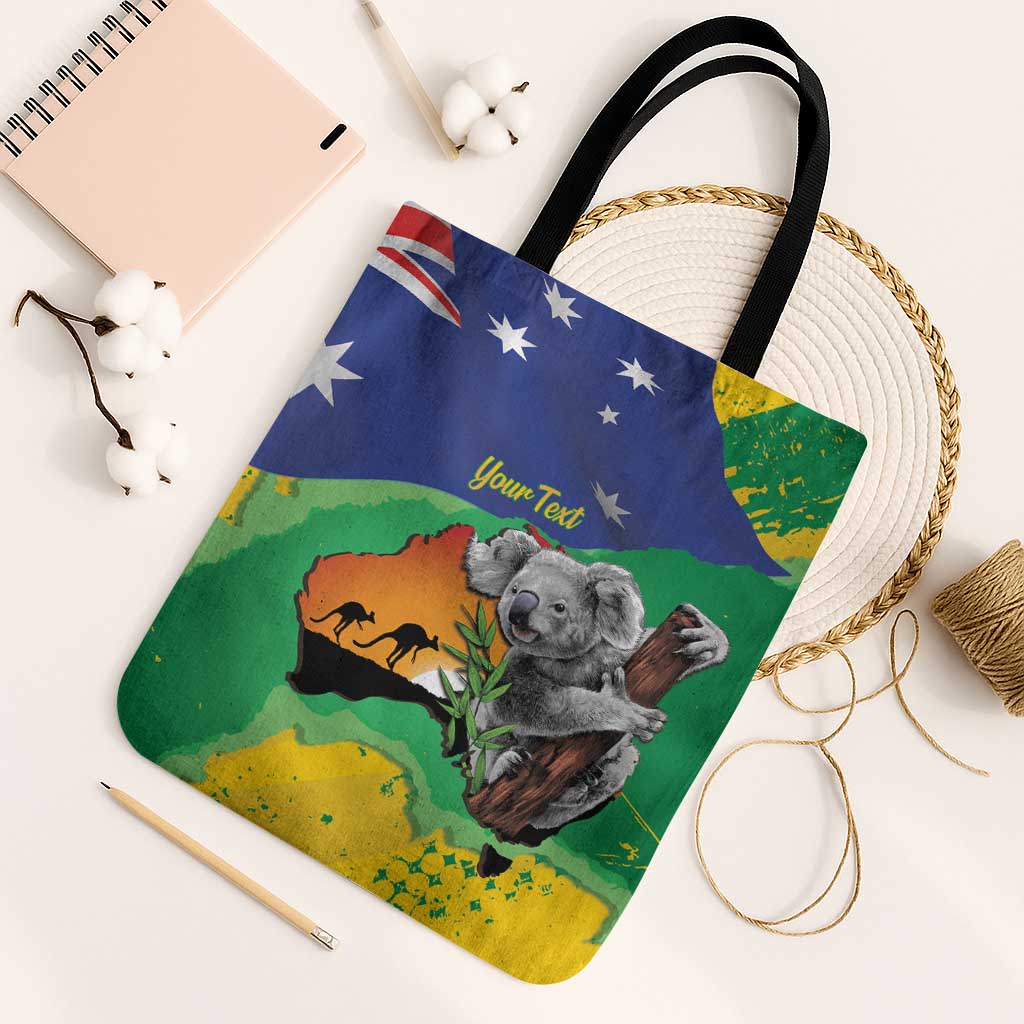 Koala Australia Personalised Tote Bag Aussie Map National Color Grunge Pattern