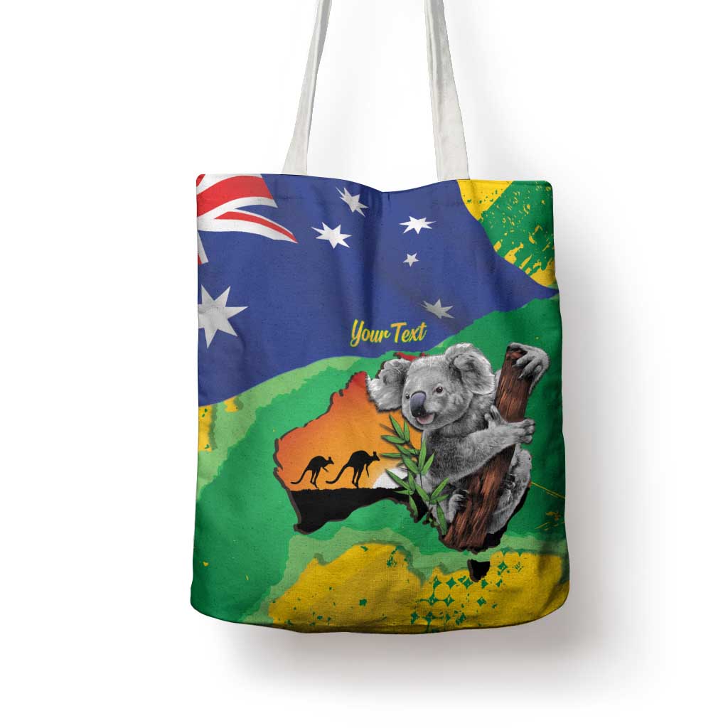 Koala Australia Personalised Tote Bag Aussie Map National Color Grunge Pattern