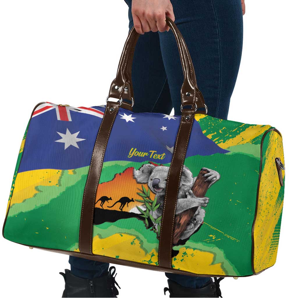 Koala Australia Personalised Travel Bag Aussie Map National Color Grunge Pattern