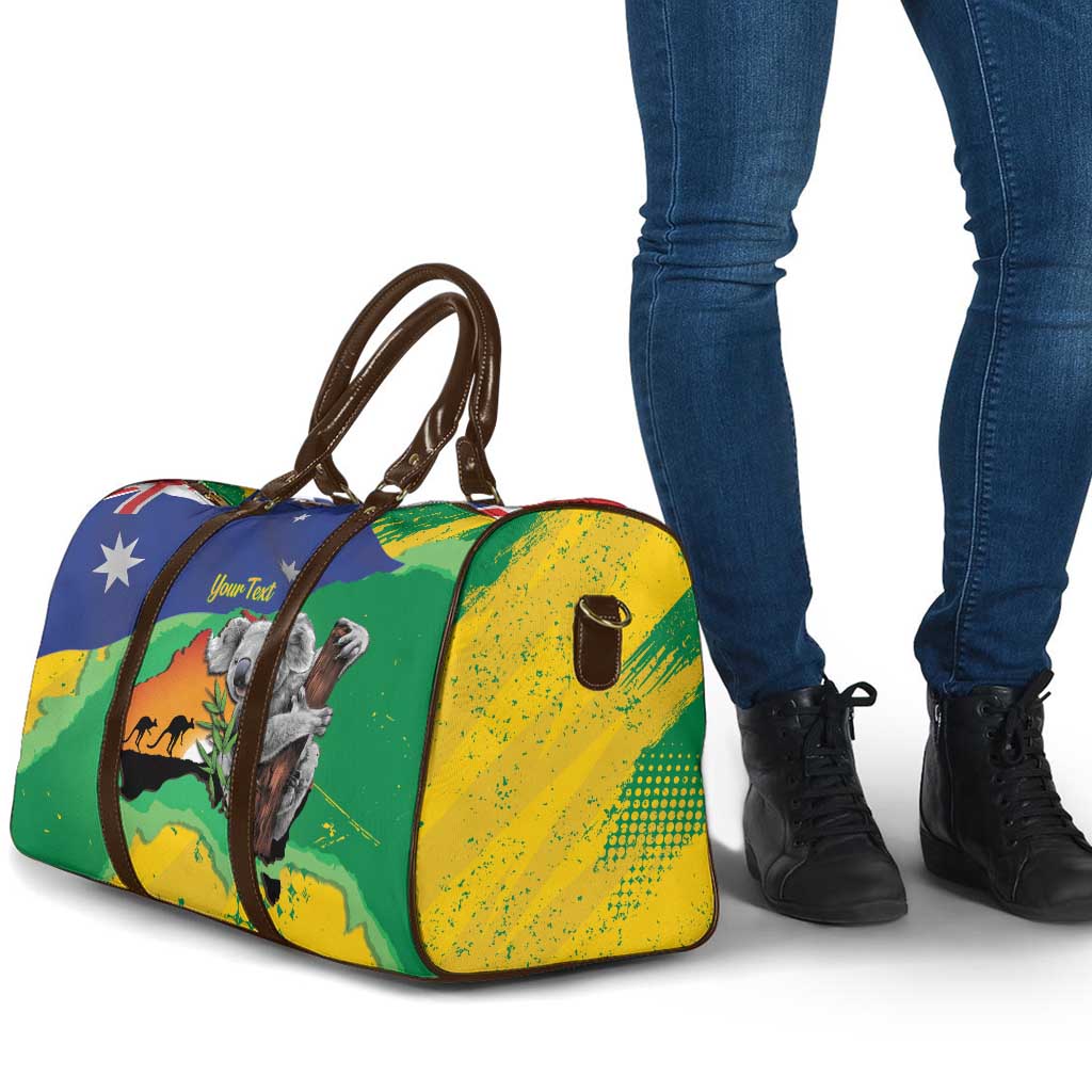 Koala Australia Personalised Travel Bag Aussie Map National Color Grunge Pattern