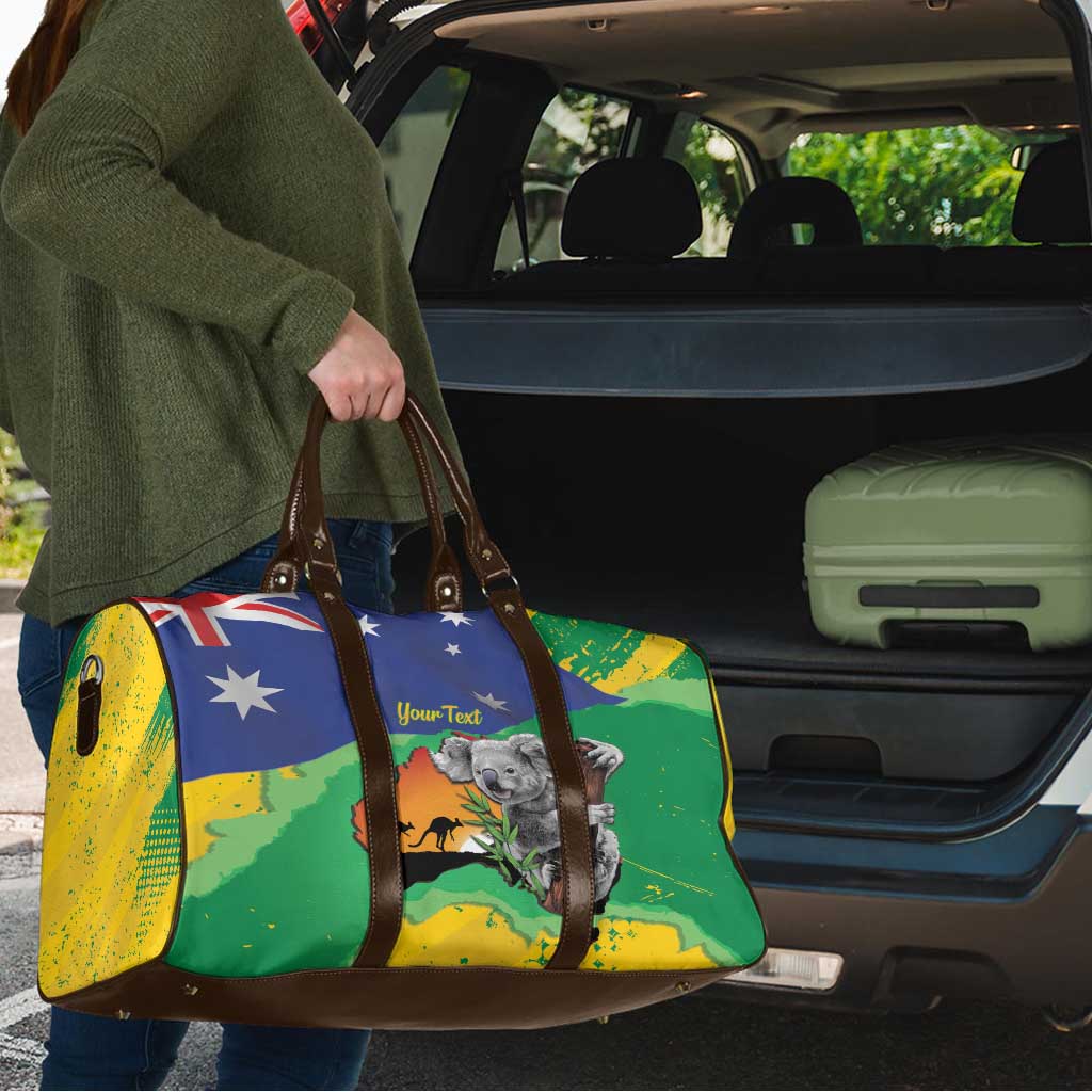Koala Australia Personalised Travel Bag Aussie Map National Color Grunge Pattern