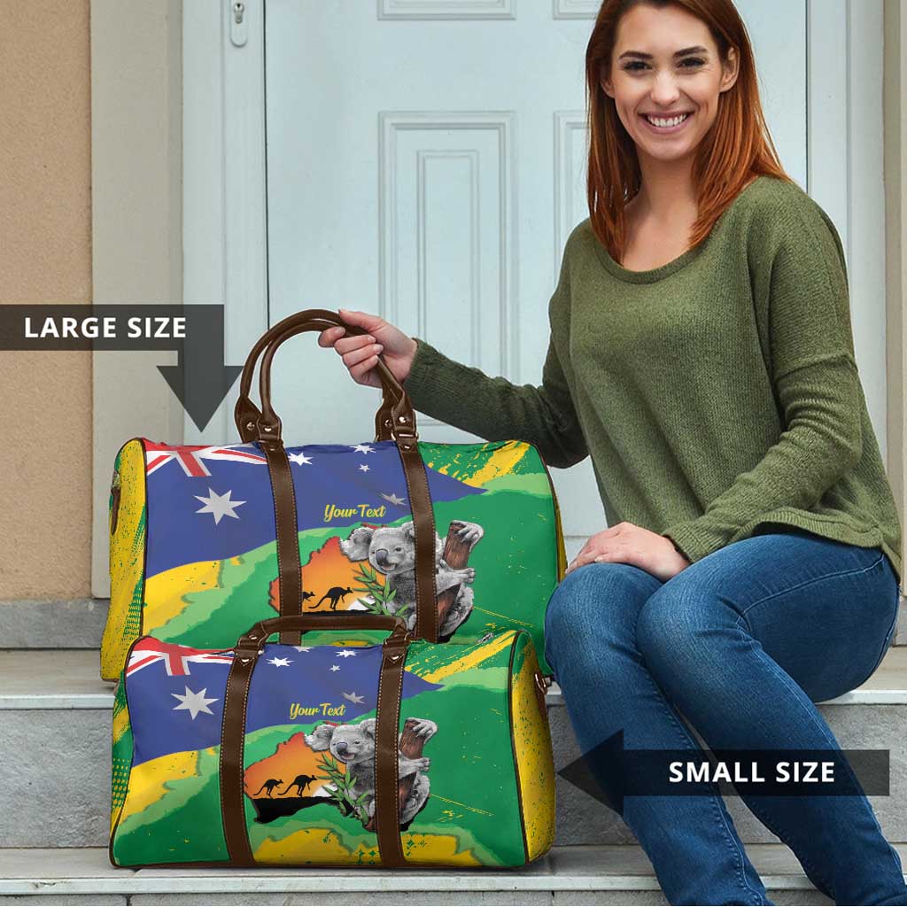 Koala Australia Personalised Travel Bag Aussie Map National Color Grunge Pattern