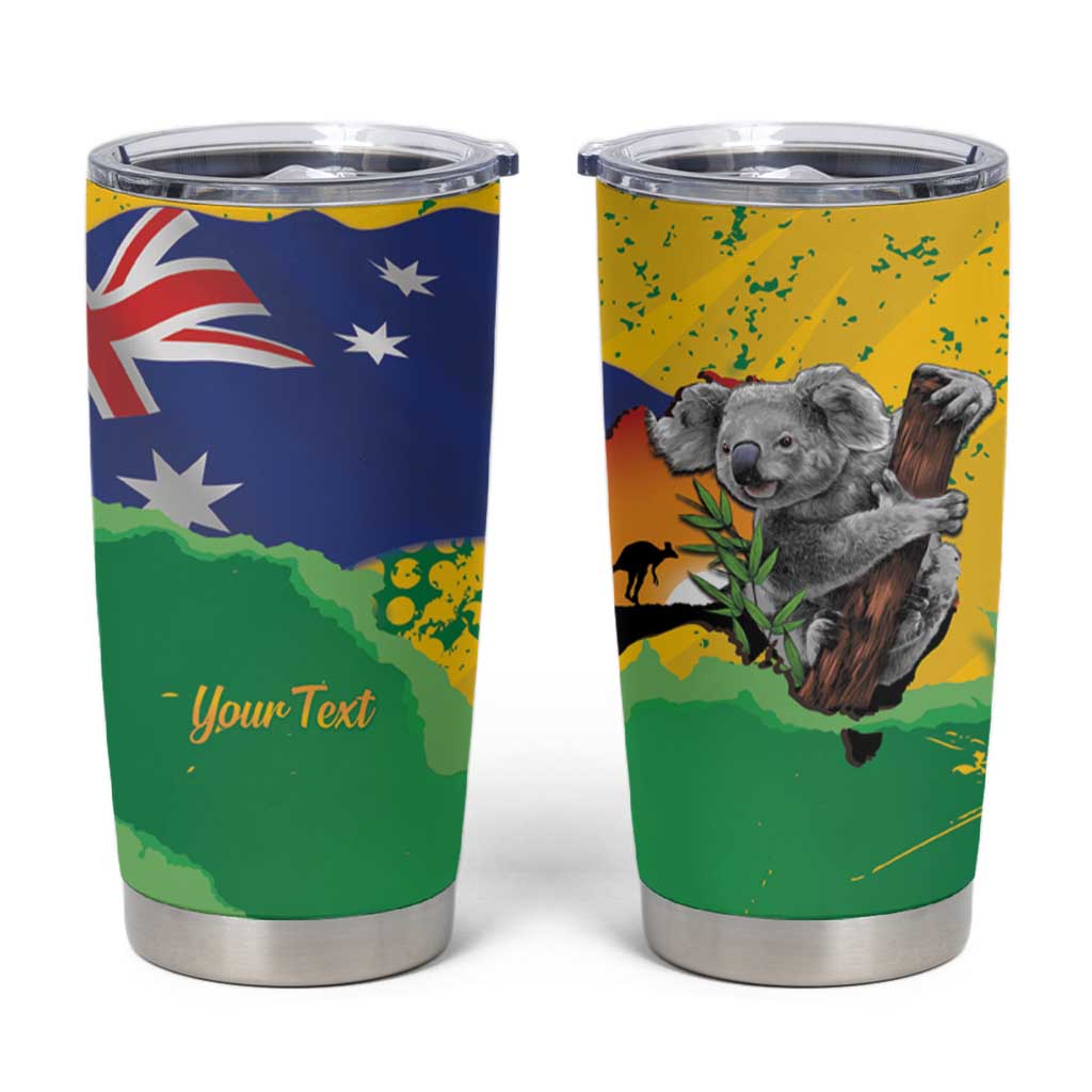 Koala Australia Personalised Tumbler Cup Aussie Map National Color Grunge Pattern
